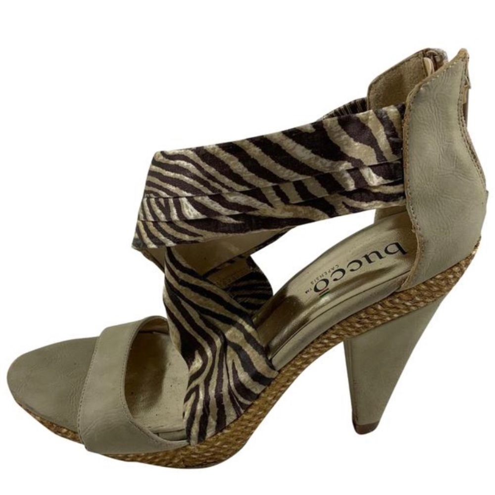 Bucco Saba 7 zebra crema stiletto wedge